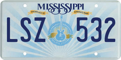 MS license plate LSZ532