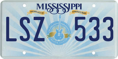 MS license plate LSZ533