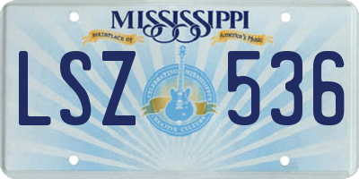 MS license plate LSZ536
