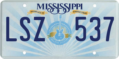 MS license plate LSZ537