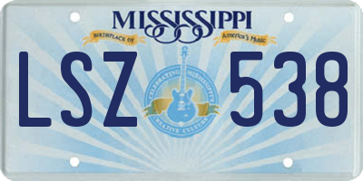 MS license plate LSZ538