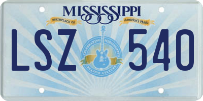 MS license plate LSZ540