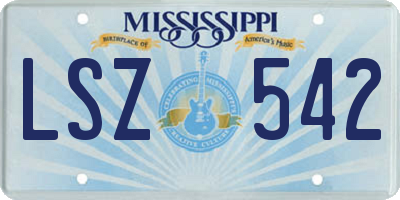 MS license plate LSZ542