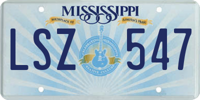 MS license plate LSZ547