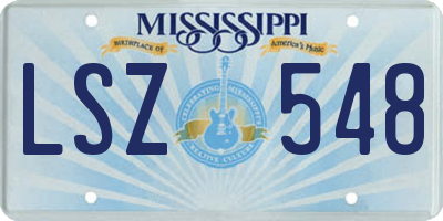 MS license plate LSZ548