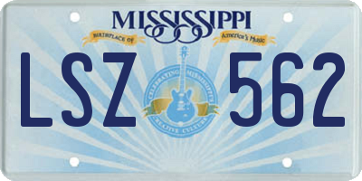 MS license plate LSZ562