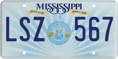 MS license plate LSZ567