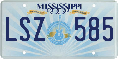 MS license plate LSZ585