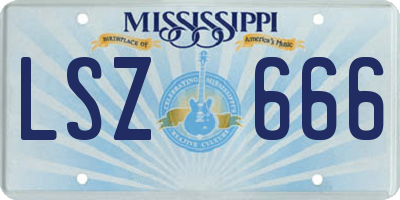 MS license plate LSZ666