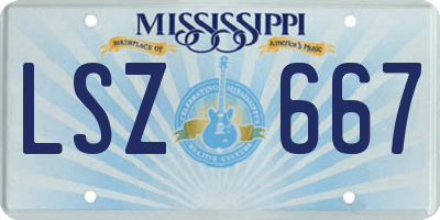 MS license plate LSZ667
