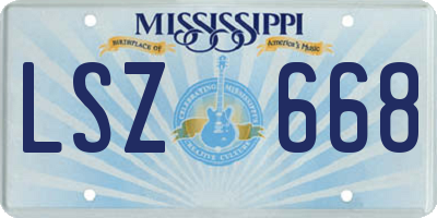MS license plate LSZ668