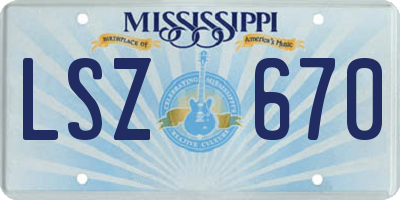 MS license plate LSZ670