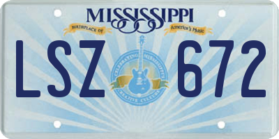 MS license plate LSZ672