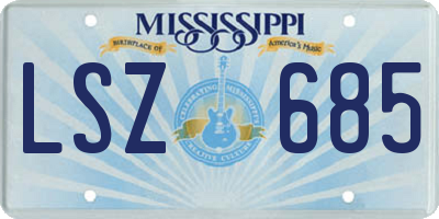 MS license plate LSZ685