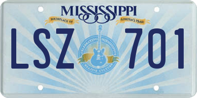 MS license plate LSZ701