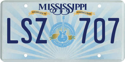 MS license plate LSZ707