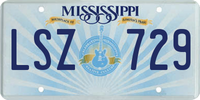MS license plate LSZ729