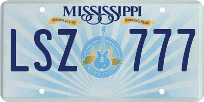 MS license plate LSZ777