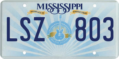 MS license plate LSZ803