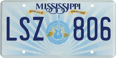 MS license plate LSZ806
