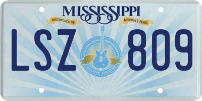 MS license plate LSZ809