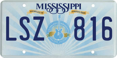 MS license plate LSZ816