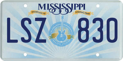MS license plate LSZ830