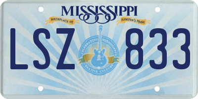 MS license plate LSZ833