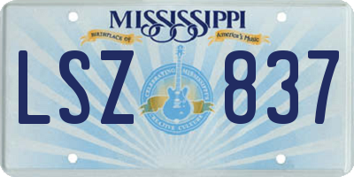 MS license plate LSZ837
