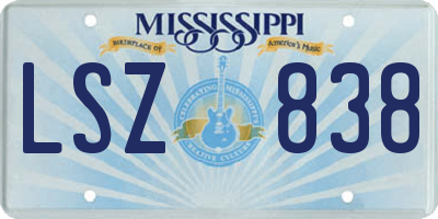MS license plate LSZ838