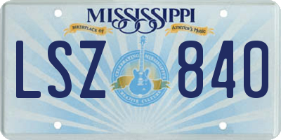 MS license plate LSZ840