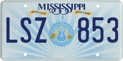 MS license plate LSZ853