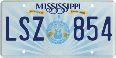 MS license plate LSZ854