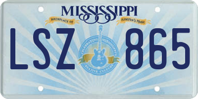 MS license plate LSZ865