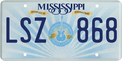 MS license plate LSZ868
