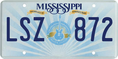 MS license plate LSZ872