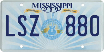 MS license plate LSZ880
