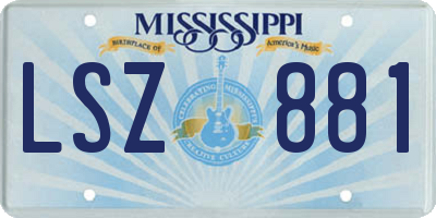 MS license plate LSZ881