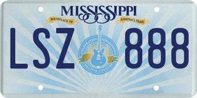 MS license plate LSZ888