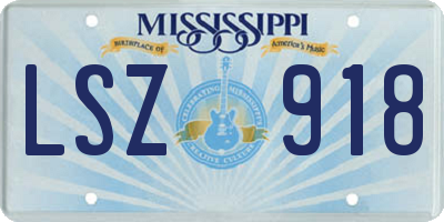 MS license plate LSZ918