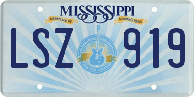 MS license plate LSZ919