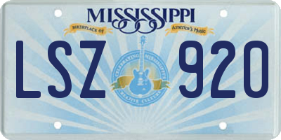 MS license plate LSZ920