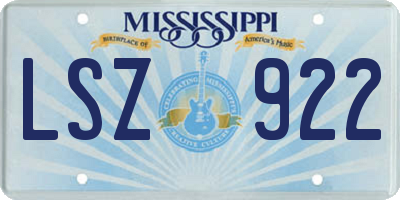 MS license plate LSZ922