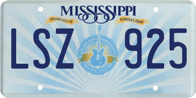 MS license plate LSZ925