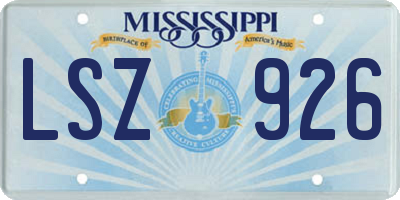MS license plate LSZ926