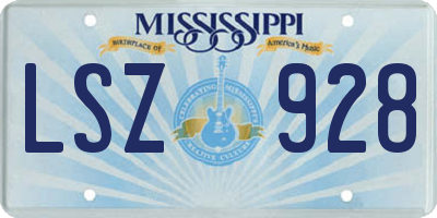 MS license plate LSZ928