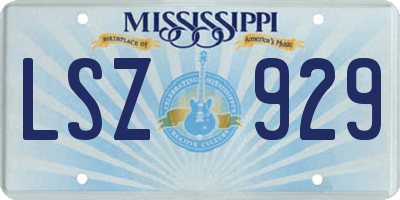 MS license plate LSZ929