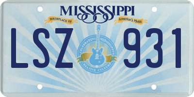 MS license plate LSZ931