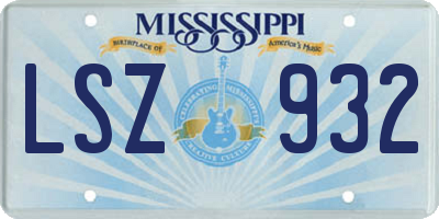 MS license plate LSZ932