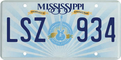 MS license plate LSZ934